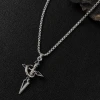 Black cross-shaped titanium steel necklace, men's fashionable sweater chain, niche high-end accessory, women's best-selling accessory in Yiwu details Picture